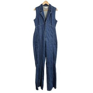 Free People We the Free Curvy Ring the Alarm Denim Jumpsuit Sleeveless Small